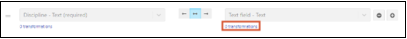 The Field Mappings tab displays two columns, with the Transformations link highlighted in the right column.