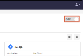 The ON/OFF toggle on the Integrations dashboard is set to OFF.