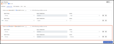 The Creation rules tab displays the highlighted results of the rule you created.