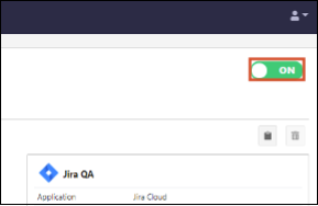 The ON/OFF toggle on the Integrations dashboard is set to ON.