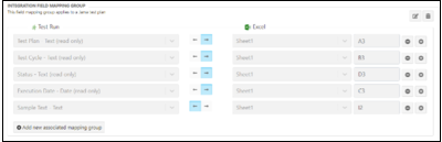 The drop-down lists in each row let you map fields and cells between Jama Connect and Excel.
