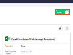 The ON/OFF toggle on the Integrations dashboard is set to ON.