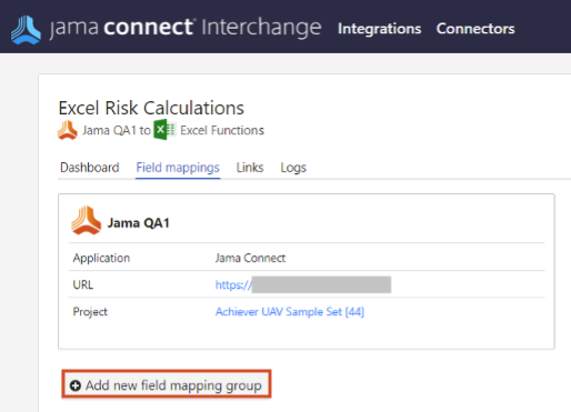The Add new field mapping group button is highlighted at the bottom of the integration's Field mappings tab.